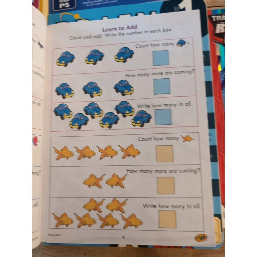 Lot Of 4 1st Grade , Preschool‎ And 2 Coloring Books. Some Writing. Brain Quest